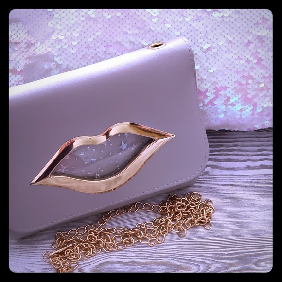Handbags - Pretty Gray Big Lips Shiny Stars